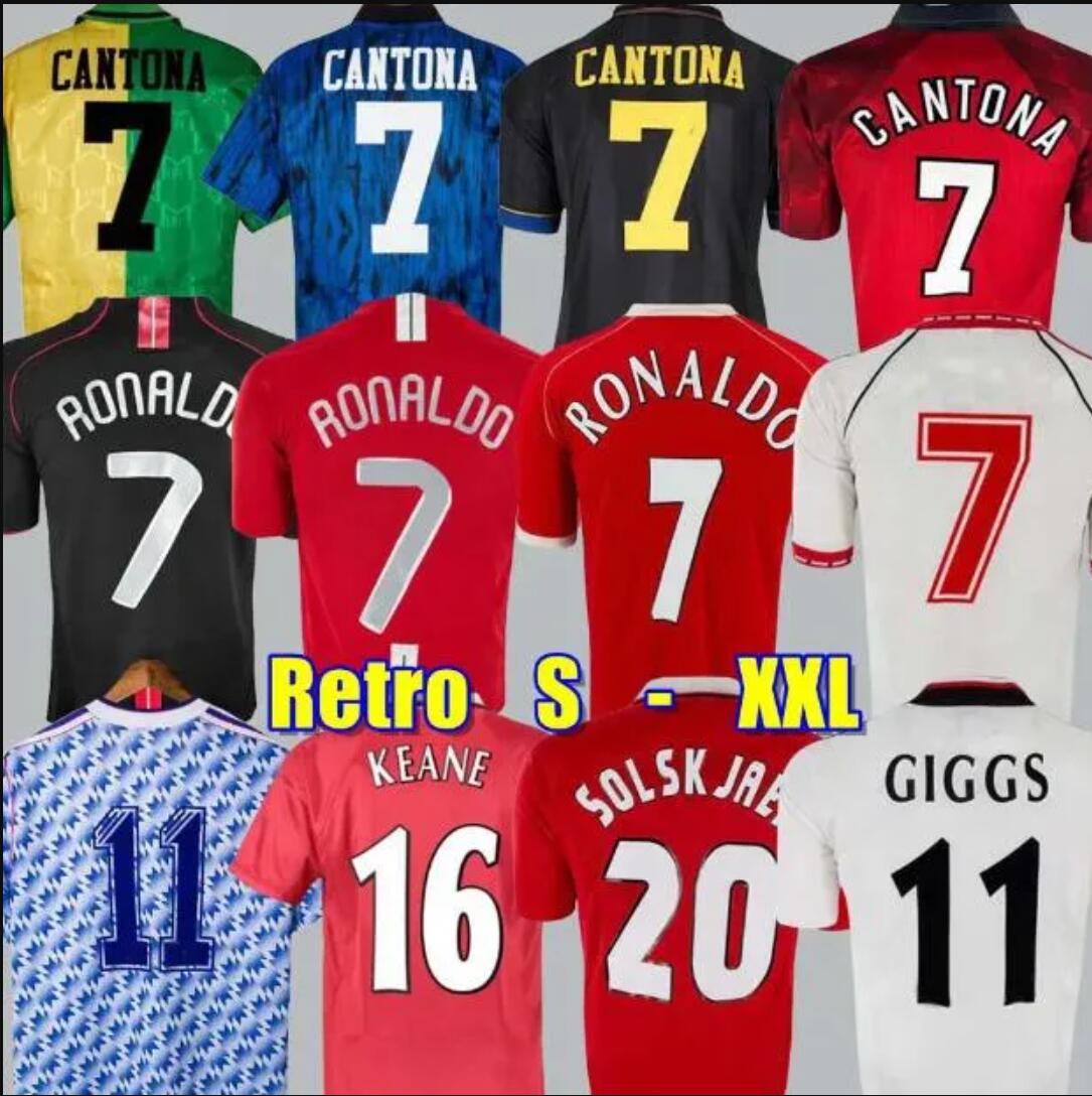07 08 Retro Soccer Jerseys ManchesteerSS united Long Sleeved Ronaldo Rooney Giggs Nani 2006 Home Away Scholes Tevez Vintage Classic mens kid kits Fo