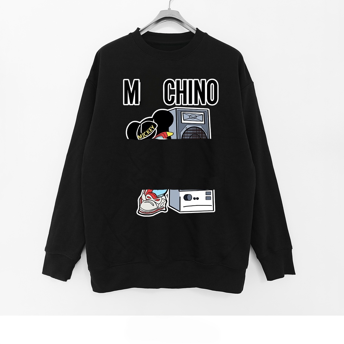 Men's women's fashionable simple loose hoodie pure cotton cartoon printed round neck top women's long sleeved hoodie designer Women S