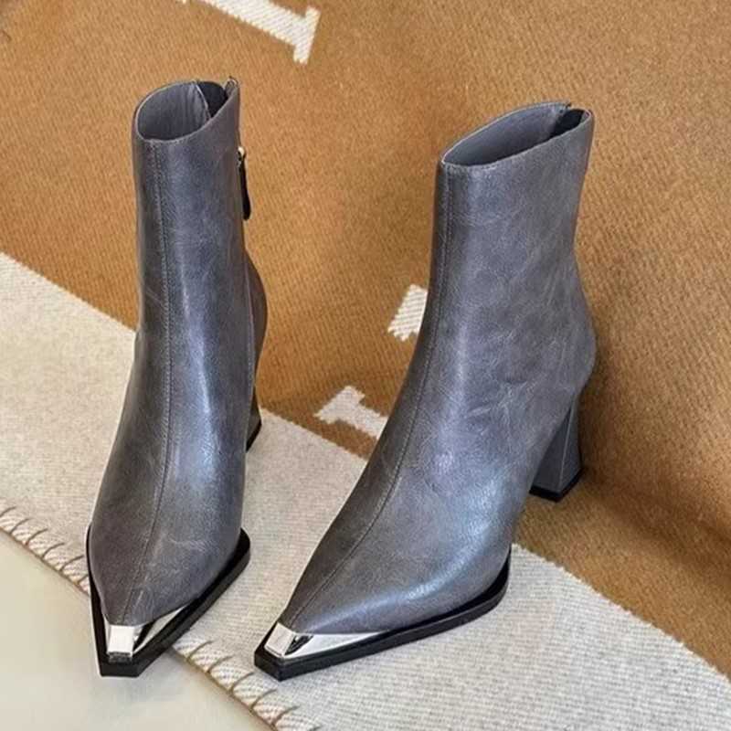 Women High Heels Ankle Boots Boots Elegant Pointed Toe Leather Shoes Woman Winter 2025 Fashion New Sexy Goth Chelsea Botas Pumps H260921