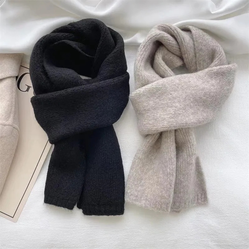 Sheep Wool Scarf for Men and Women Couple Winter Thick Long Keep Warm Scarves Solid Color Knitted Scarfs Versatile 260910