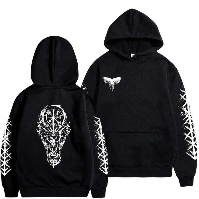 Hoodies Sweatshirts Mens Ancient Men's Norse Raven Wolf Hooded Sweatshirt 2026 Trendy Winter Autumn Casual Sporty Jogger Top Outwear Fashion Ma