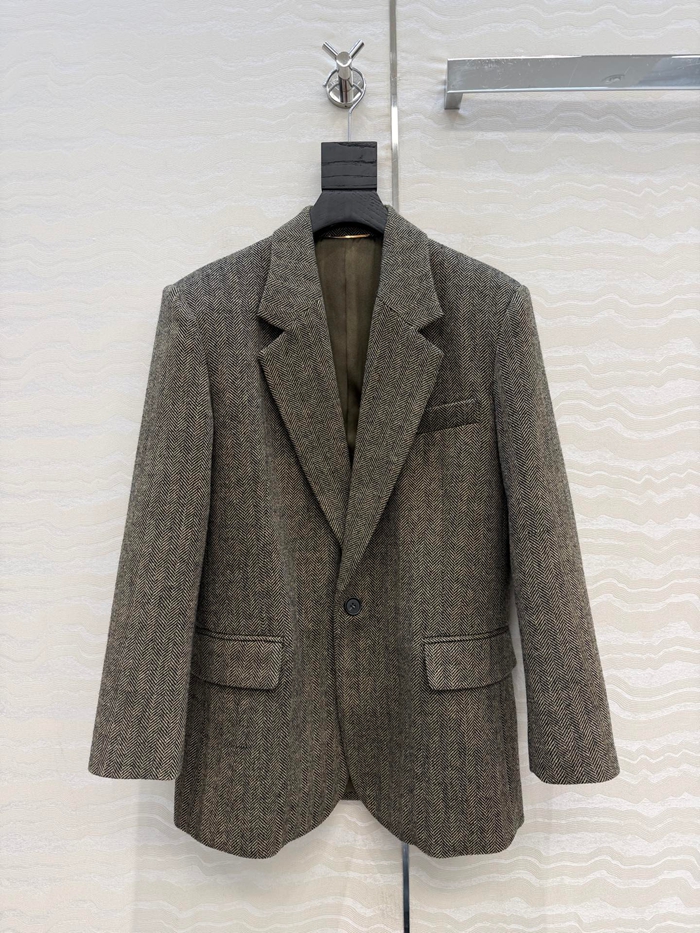 2026 Autumn Solid Color Woolen Panelled Blazers Long Sleeve Notched-Lapel Buttons Single-Breasted Outwear Coats WS6S21 Check Size Chart Please
