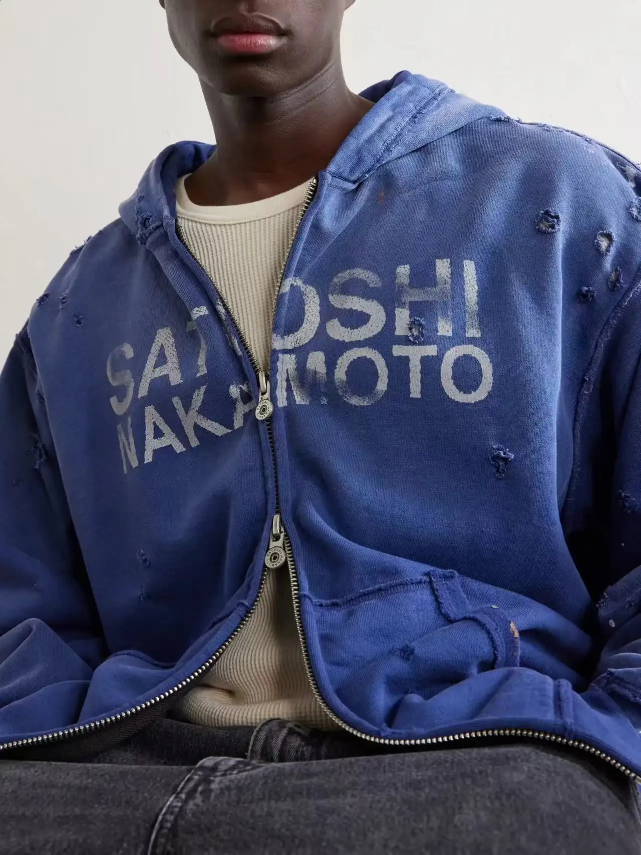 Washed Blue Autumn Winter SATOSHI NAKAMOTO Zippered Hoodie Cotton Coat Men Women Letter Printed High Quality Hoody Pullover 260918