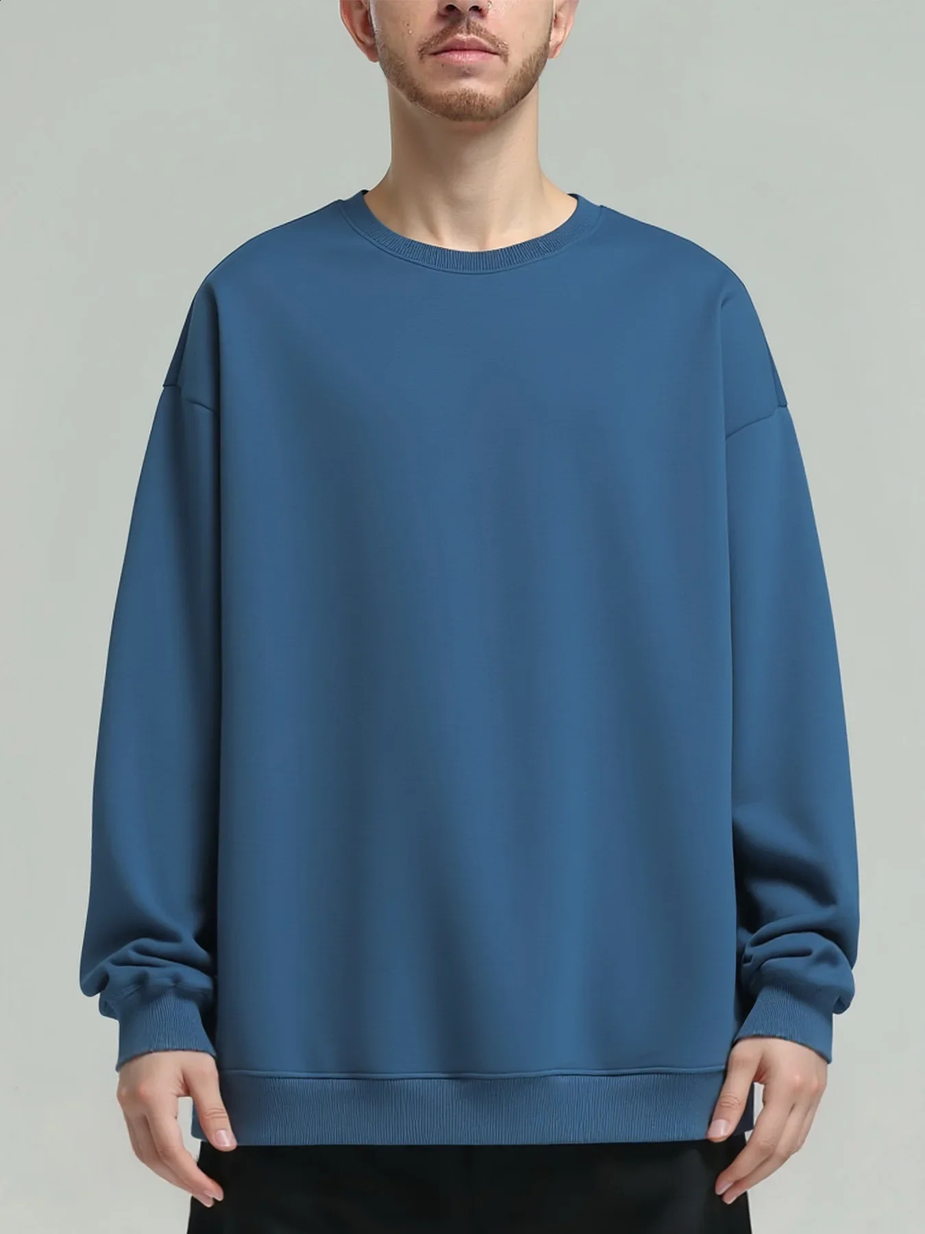 Pullover Sweater Men 917oz 260 Grams Round Neck Solid Color Long Sleeve Sweatshirts Streetwear for Autumn 26921