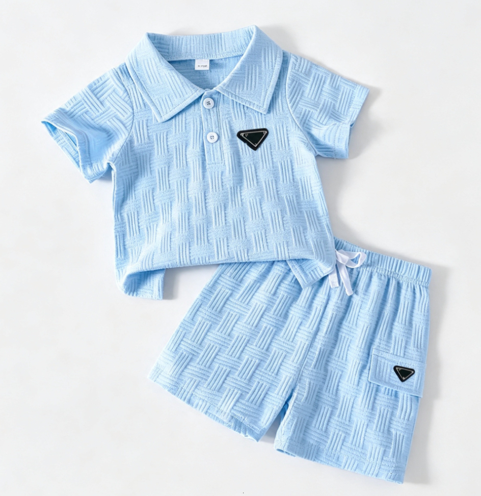 Premium Designer Baby Boys Summer Clothing Sets 0-3 Years Solid Color Short Sleeve T Shirt Shorts 2 Piece Breathable Soft Casual Toddler Kids Outfit