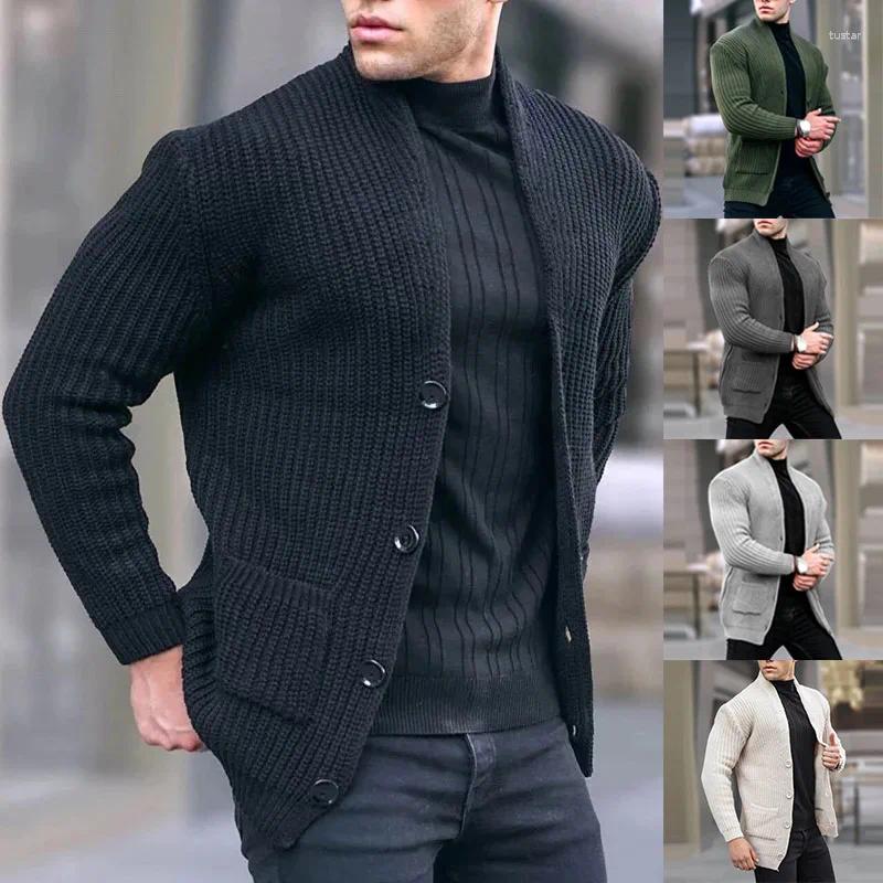 Fashion Casual Men's Cardigan 2026 Autumn And Winter Long Sleeve Loose Solid Color Pocket Button Slim Sweater