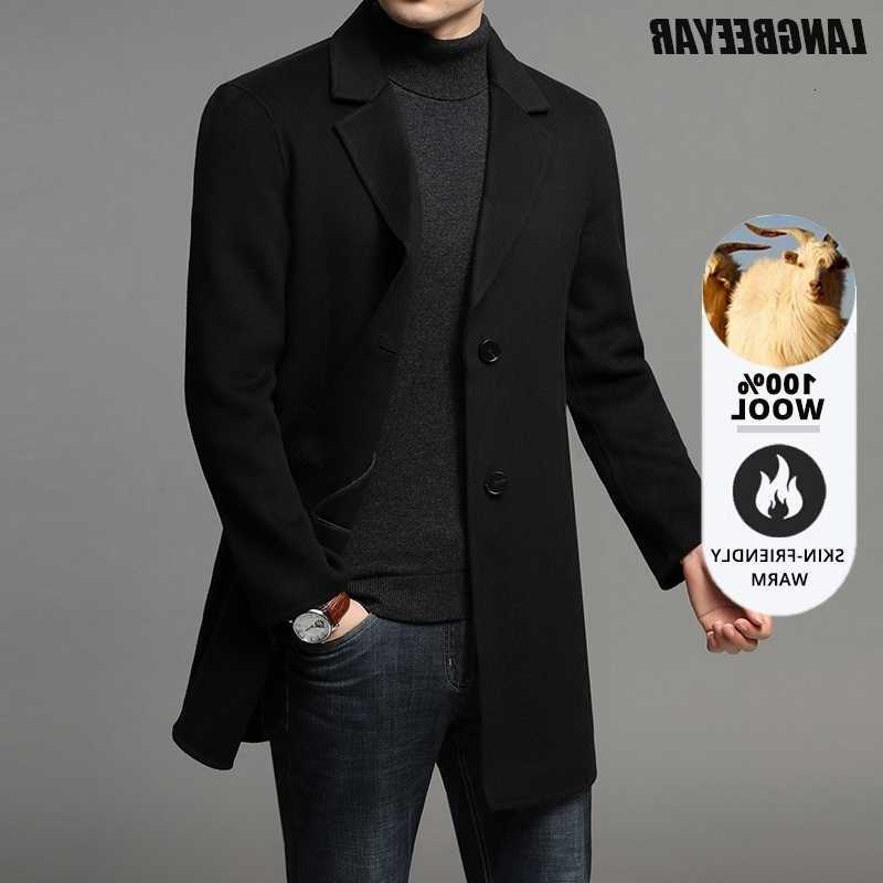 End Men's Wool Blends High 100% Wool Brand Fashion New Long Jacket Casual Cashmere Mens Overcoats Autumn Winter Woolen Coat Peacoat Men Clothes
