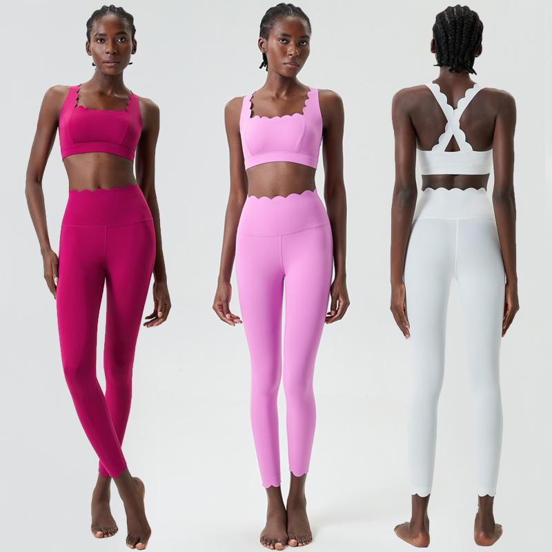 Women Solid Color Gym Suit Two Pieces Fitness Yoga Set Super Streth Slim Fit Running Sportswear Breathable Workout Clothes 26Y0921