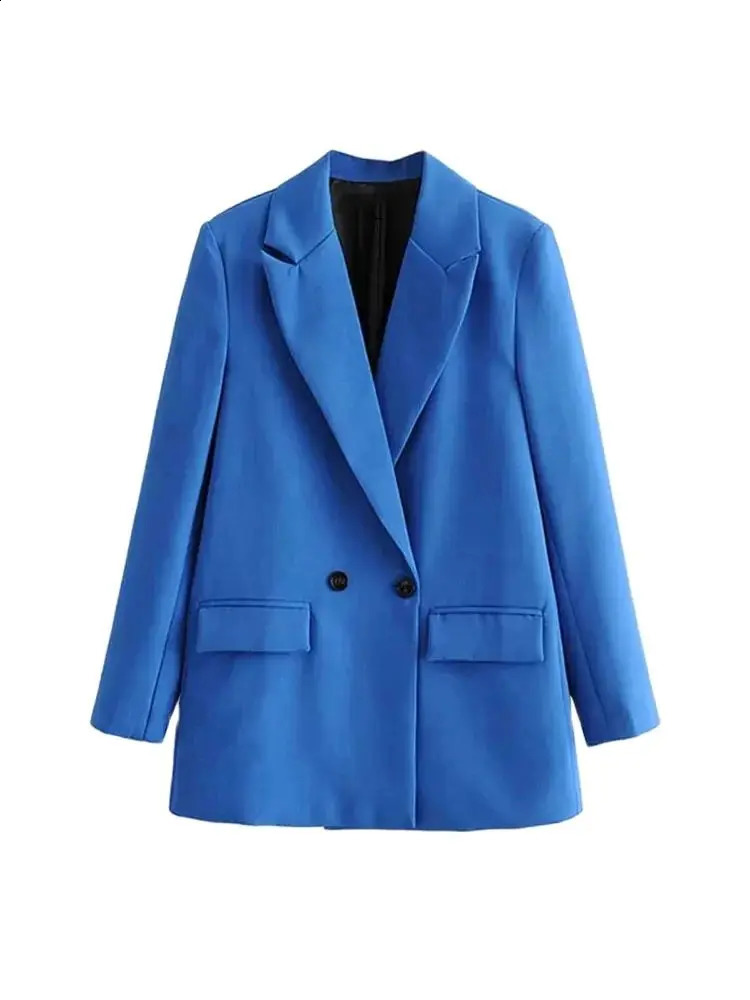 Women Chic Office Lady Double Breasted Blazer Vintage Coat Fashion Notched Collar Long Sleeve Ladies Outerwear Stylish Tops 260921