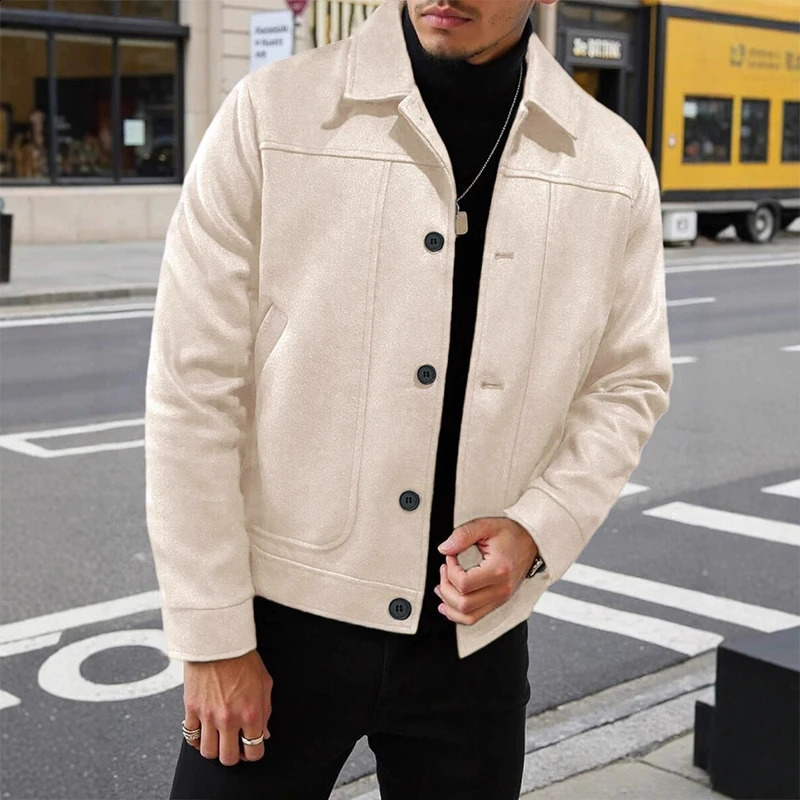 Businees Male Woolen Jackets Fashion Lapel Buttondown Solid Color Long Sleeve Coats Trendy High Quality Outerwears S2XL 260920