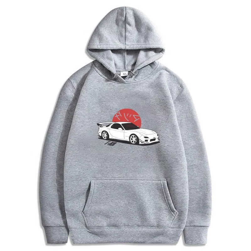 Fall Sweatshirts Men's and Hoodies Winter Men's Hooded Sweatshirt RX7 Car Print Sweatshirt Casual Fashion Warm Top Trendy Street Hip Hop C