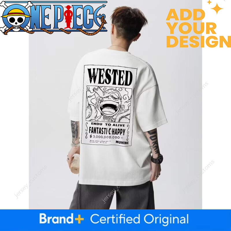 Japanese-style retro One Piece Luffy pure cotton short-sleeve T-shirt, unisex, trendy summer oversized loose-fit couple's top