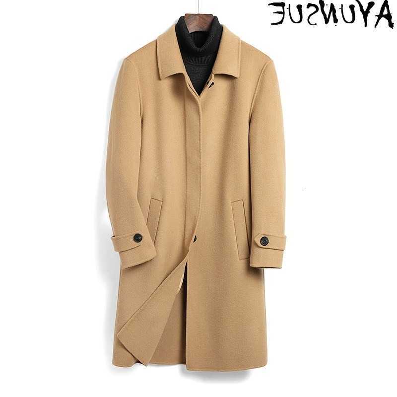 High Men's AYUNSUE Wool Blends Quality Double-sided 100% Wool Coat Man Clothing 2026 Autumn Winter Fashion Woolen Jacket Mid-length Trench Coat