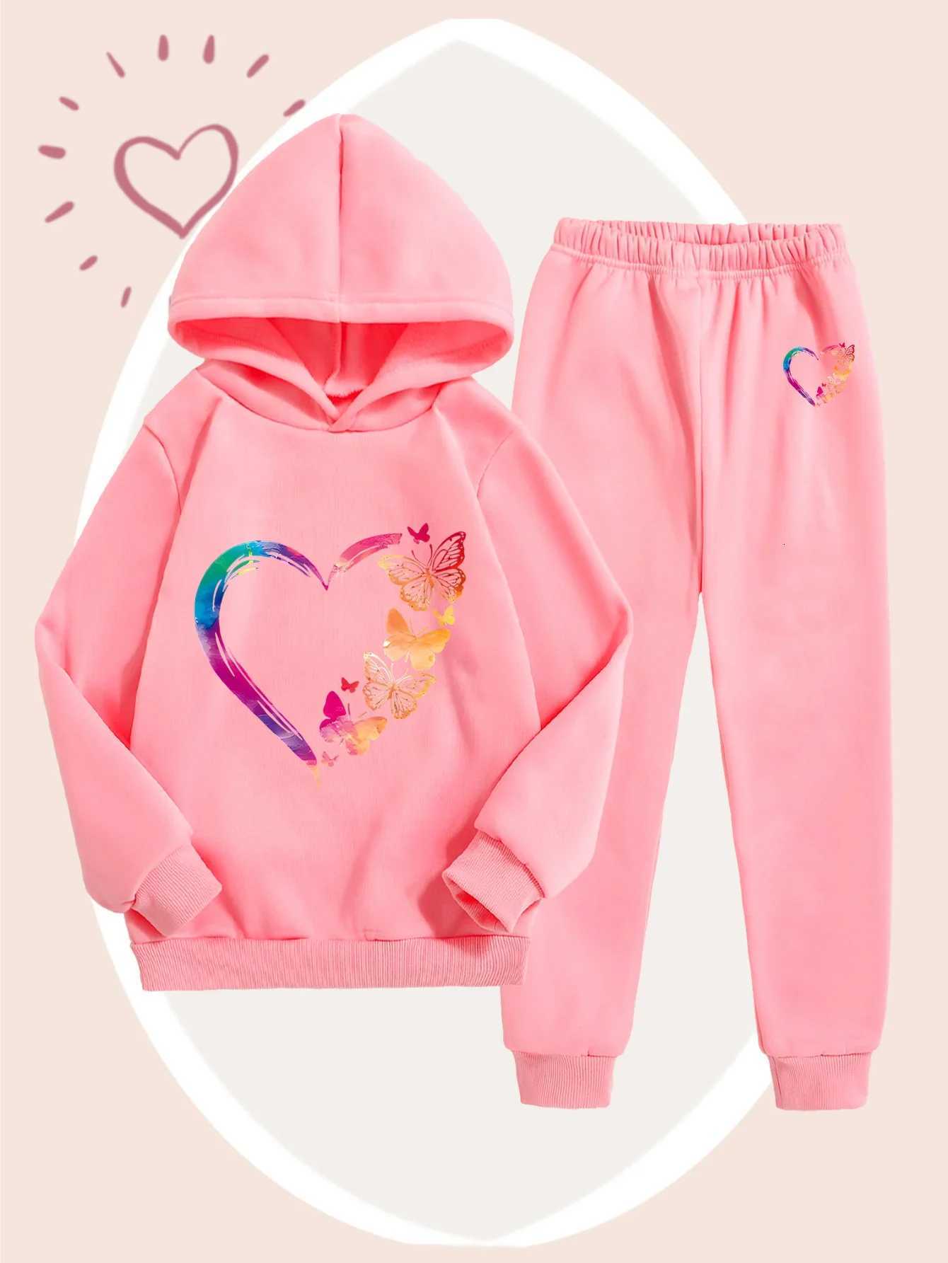 2026 Sweatshirts Men's Love Hoodies Printed Sportswear Set Men's Hooded Sweatshirt Long Pants Set Spring and Autumn Winter Warm Suit D2609