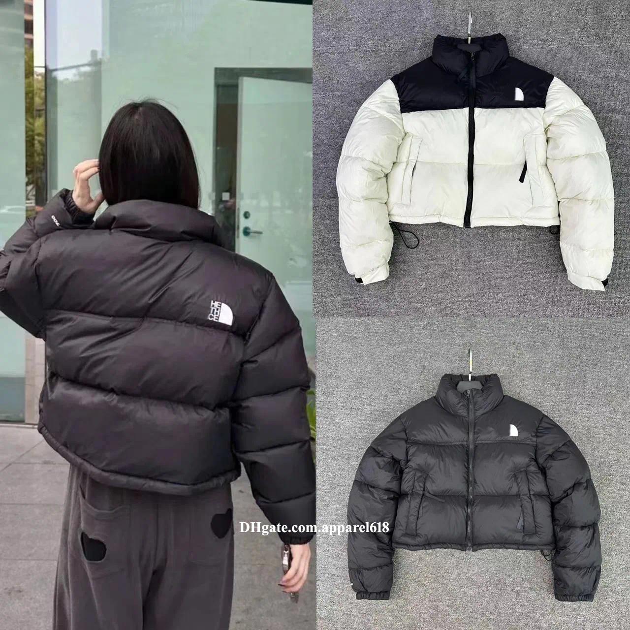 Veste d'hiver femmes manteaux de créateurs vestes courtes bouffantes veste à glissière femme logo brodé col montant épais vêtements d'extérieur c