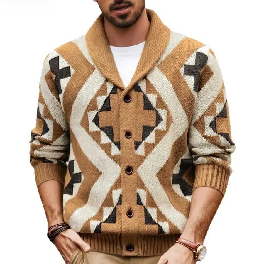 Autumn Winter Men's Clothing Vintage Casual Knitted Cardigans Single Breasted Thicked Warm Sweater Coats Jacquard Knit Jackets S260918UMRL