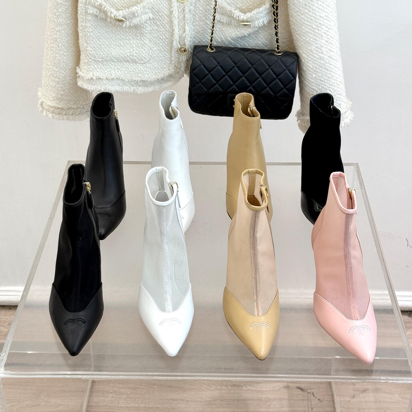 Womens Sexy Dress shoe New Fashion boot Outdoor travel Genuine Leather High Heel Elegant Party Suede Ankle Boots luxury Designer Half Booties Side Z