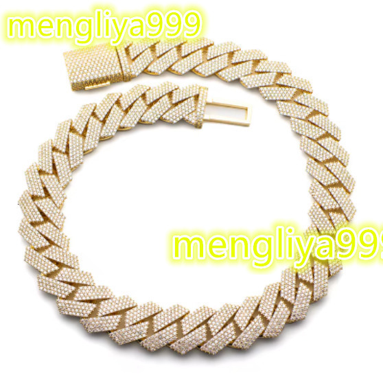 18k Gold Plated 925 Silver Cuban Link Chain Necklace 8mm 10mm 12mm 14mm 2Row VVS Moissanite Diamond Fine Jewelry Charm Necklace