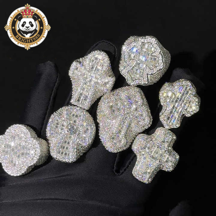 Hip Hop Style Hot Sale Vvs Moissanite Men Diamond Rings 925 Silver Ice Out Ring Cross Moissanite Hip Hop Ring Collection Memory