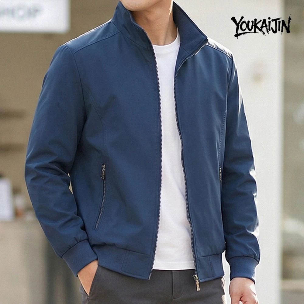 Korean Spring Autumn Casual Solid Fashion Slim Overcoat Stand Collar Jackets Men's Jacket S-6XL Top 260920