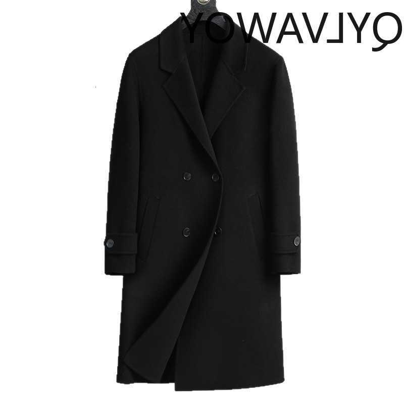 100% Men's Wool Blends QYLVAWOY Wool Coat Autumn Winter Coat Men Double-breasted Jackets Long Coats for Men Thicken Liner England Style D260921