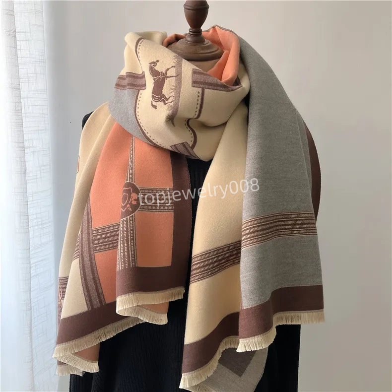 Designer Autumn Winter Womens Colorblock Scarf Tassel Frayed Patchwork Soft Luxury Cozy Thickened Shawl Brand Fashion Trendy European American Warm