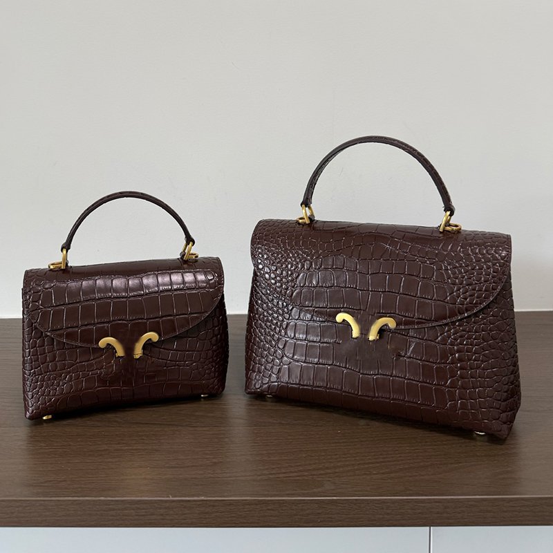 12A Designer Fashionable Tote Bag Vintage Crocodile Embossed Single Shoulder Handbag Women's Elegant Flip Cover Crossbody Bag