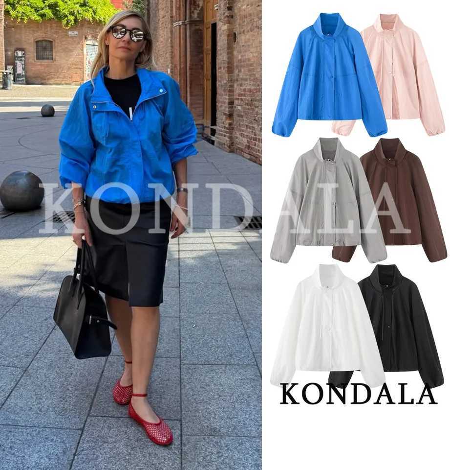 Leisure Women's Jackets Women Stylish Thin Zip-up Jacket KONDALA 2026 Trendy Holiday Street Outdoor Jacket New Spring Summer Stand-Collar Jacke