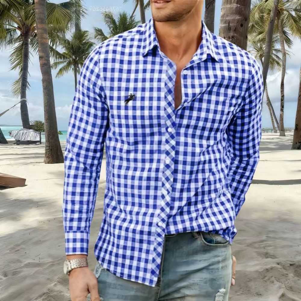 New Shirts Men's Men's Casual Shirts Are Available in Striped and Checked Styles With Various Colors to Choose From. This Casual Long-Slee