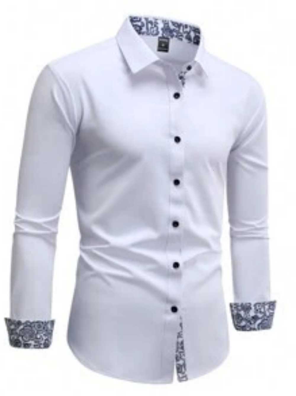 2025 Men's Casual Men's Shirts Casual Multifunctional Long Sleeved Wrinkle Free Formal Shirt Commuting Printed Long Sleeved Shirt Men'
