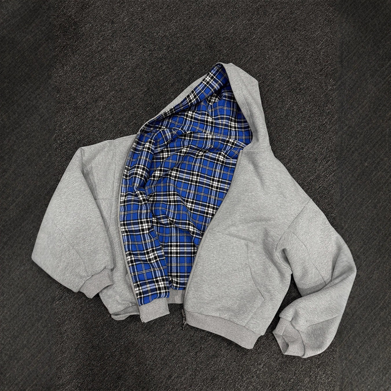 Spliced Reversible Cardigan Sweatshirt For Men Spring And Autumn Niche Design Trendy American Retro Loose Hooded Jacket K202