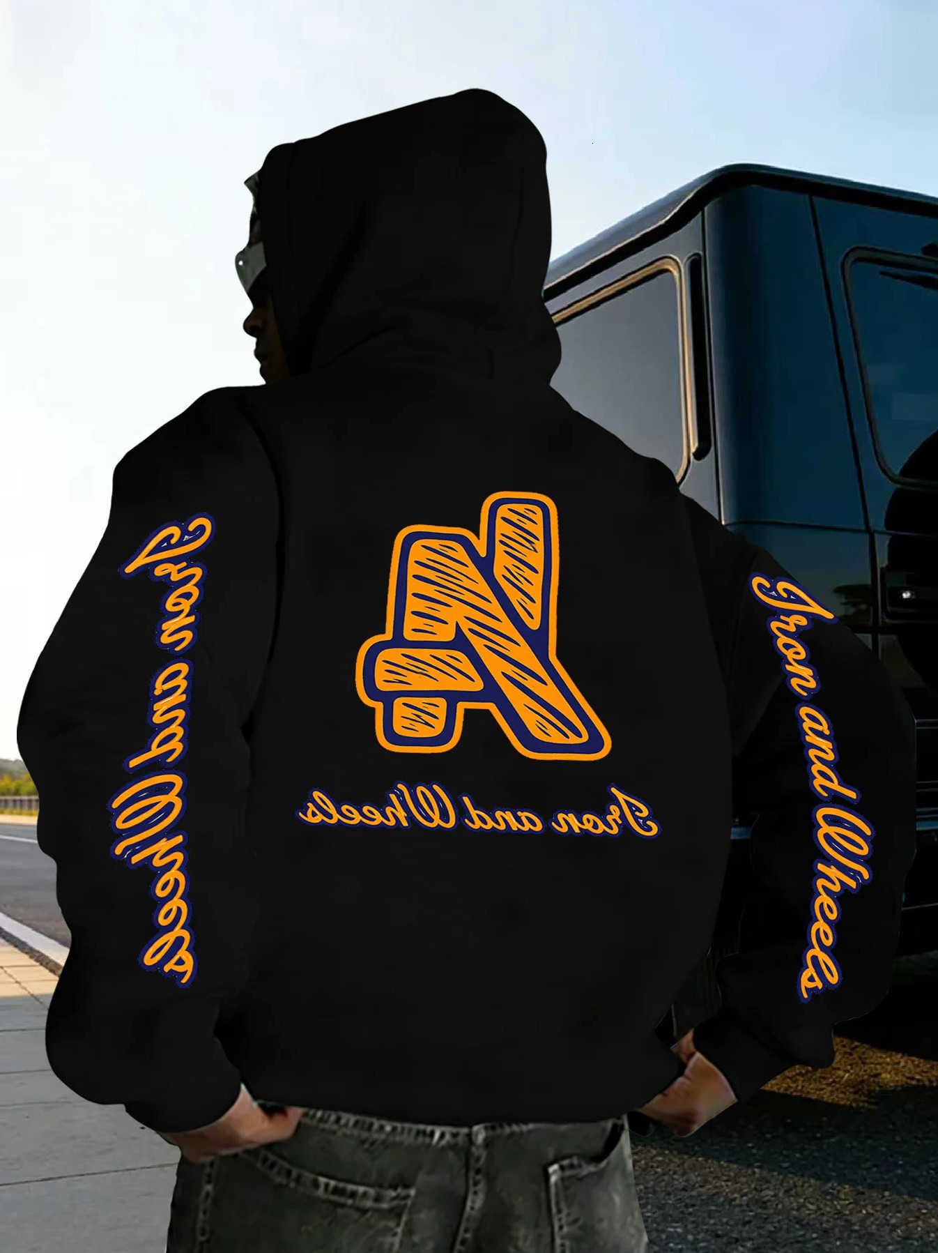 Hip-hop Men's Hoodies Sweatshirts Men's Sketch Graffiti Hoodie Autumn/winter Street Style Fashionable Casual Long-sleeved Pullover Sweatsh