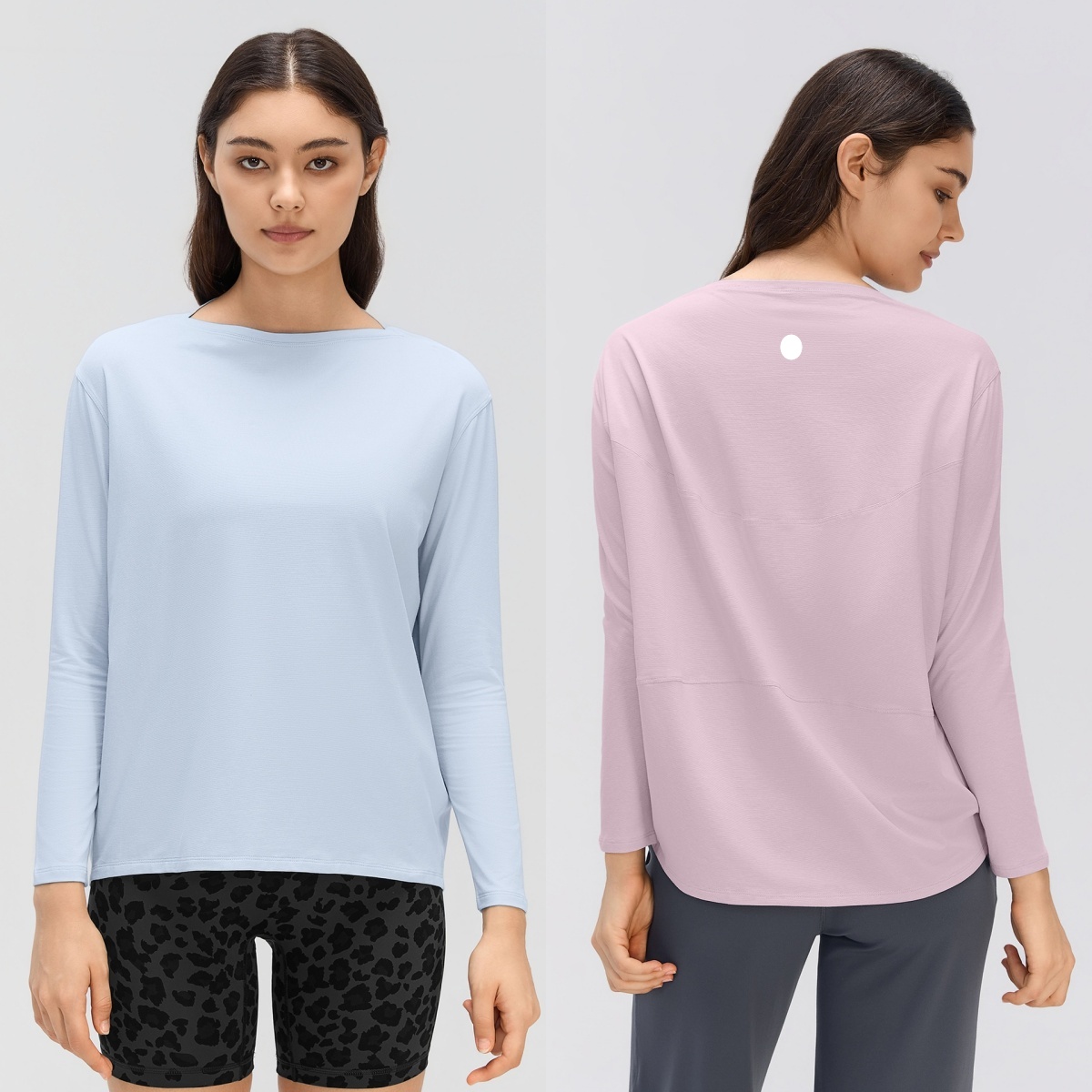 UU-L6587 Women's Long-Sleeve Yoga Top Loose Fit One Neck Casual Shirt with Breathable Fabric Sports Tee Long Sleeve Shirts