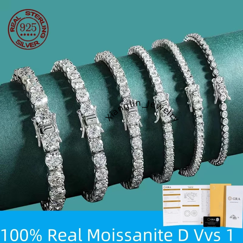 100% Real Moissanite Tennis Bracelet for Women Lab Diamond Original S925 Sterling Silver Jewelry Hip Hop Jewelry Creativity Gift