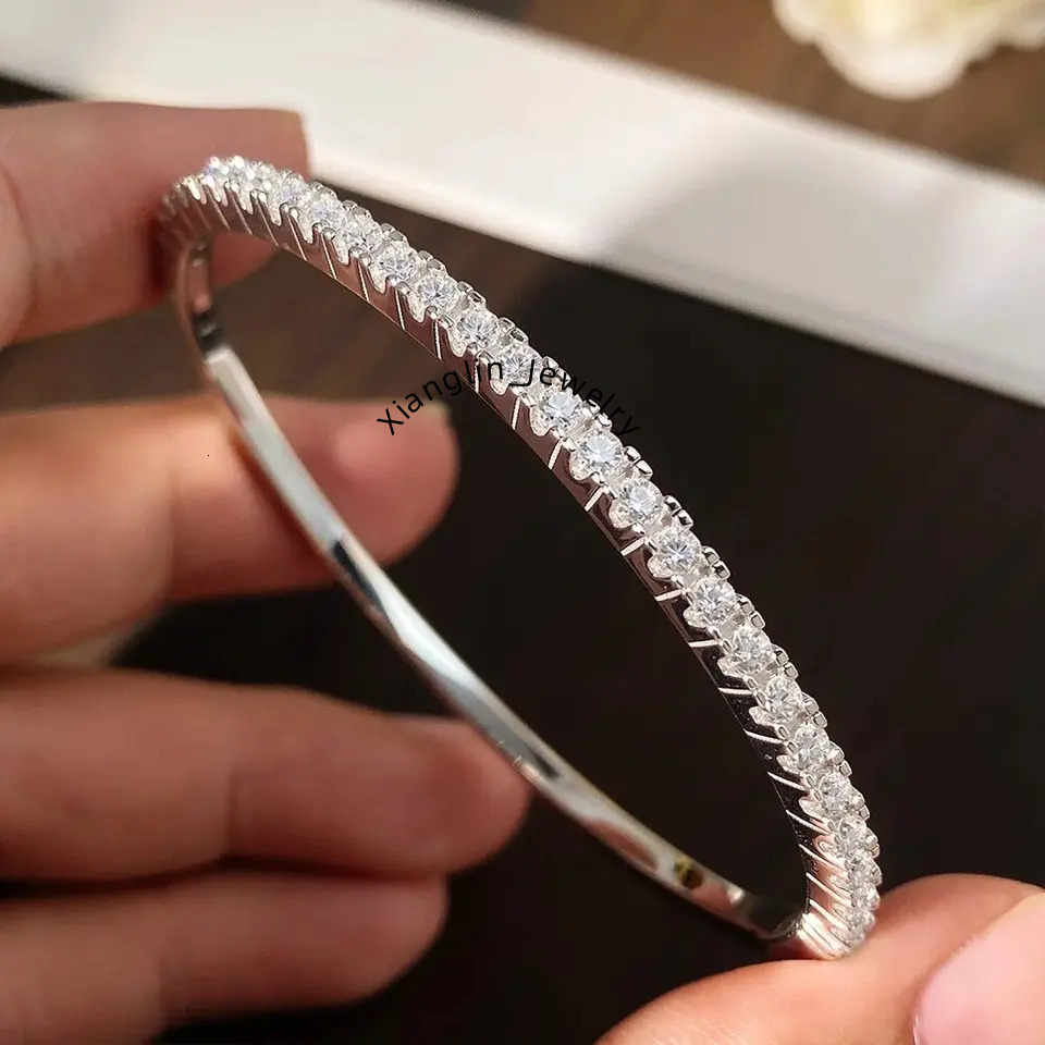 2mm Full Moissanite Bangle Women S925 Sterling Silver 18K Gold D Color Lab Diamond Bracelets Jewelry Pulseiras Wedding Gifts