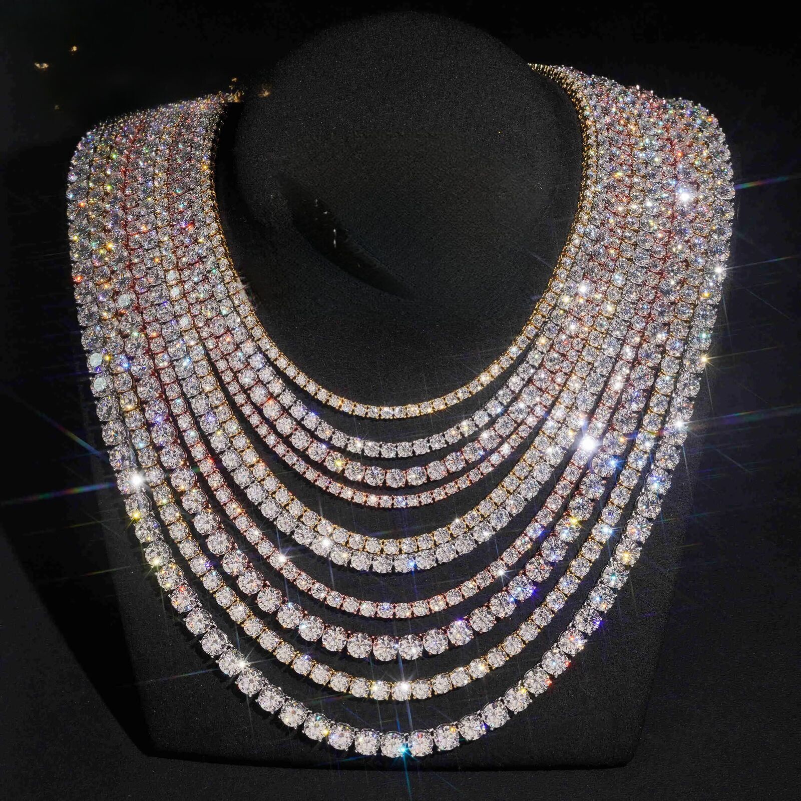 Pass Tester RTS Hip Hop Jewelry Charms Iced Out 2mm 6mm Lab Diamond 925 Silver VVS Moissanite Tennis Chain Necklaces