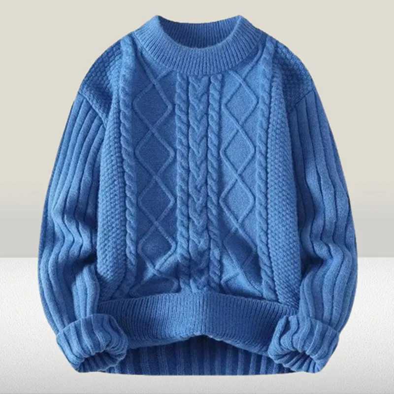 Warm Pullovers Knitted Sweater New Men's Round Neck Vintage Harajuku Loose Solid Color Casual Winter Sweaters Men Pullover S2609214G9U