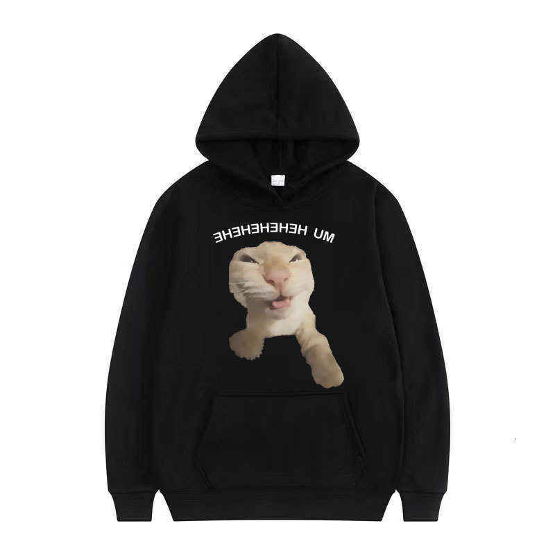 Hehehe Sweatshirts Men's Hoodies Cat Funny Kitty Graphic Hoodie Men's Clothing Harajuku Oversized Sweatshirts Unisex Vintage Long sleeve C