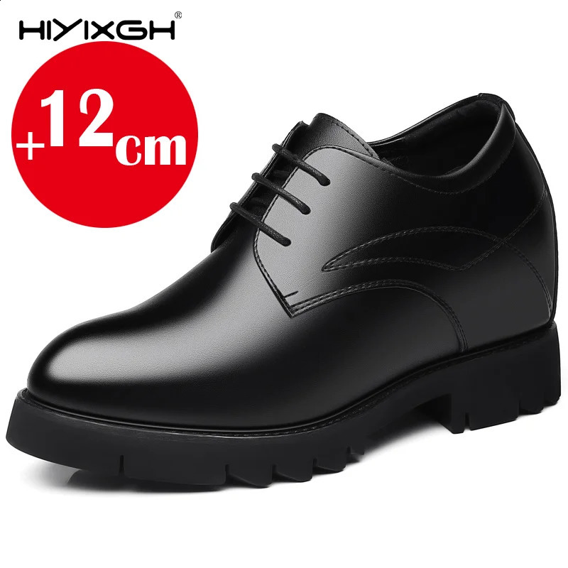 Men Platform High Heel 12CM Height Growth Formal Men Derby Genuine Leather Business Shoe Man Oxford Elevator Dress Shoes 260918