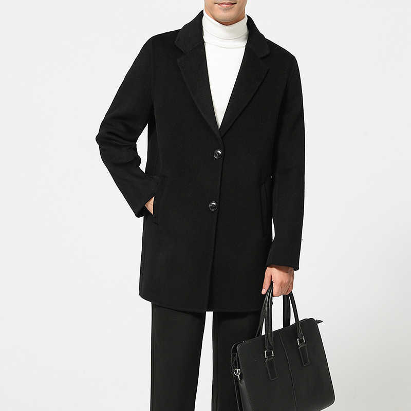 Wool Blends Men'S Suit Men's Double-Sided Cashmere Coat Slim Fit Business 100% Pure Wool Autumn Winter Versatile Classic Solid Color Jacke