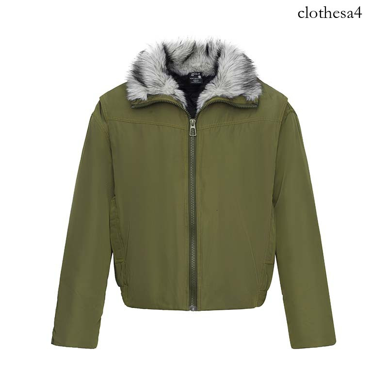 2026 winter new American-style high-street quilted padded coat with a faux fur collar, men's trendy loose-fit versatile cotton jacket