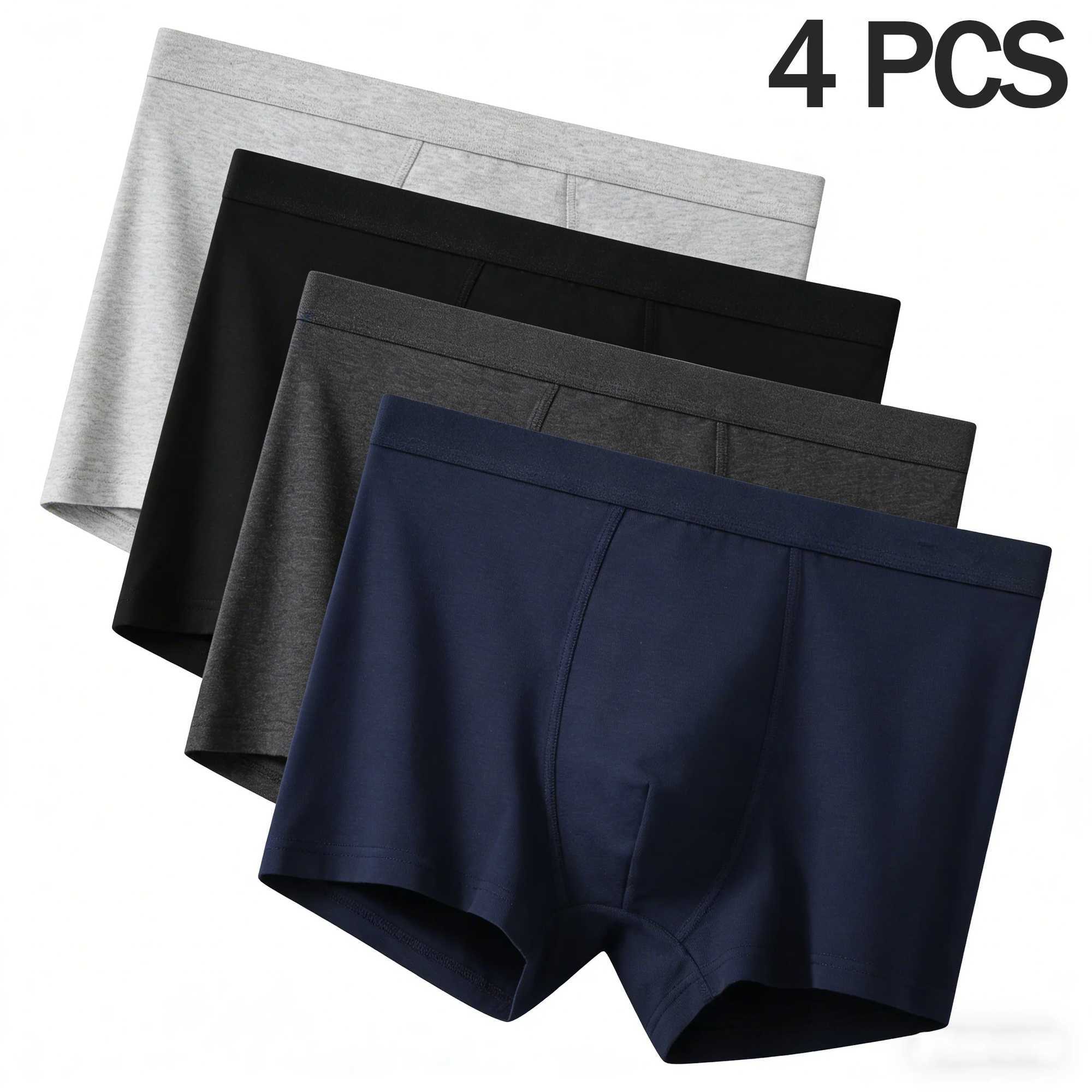 4Pcs Mens Plus Size Underwear Cotton Boxers Briefs Man Breathable Underpants Teenagers Comfortable Solid Shorts Boxers Hombre Q260921