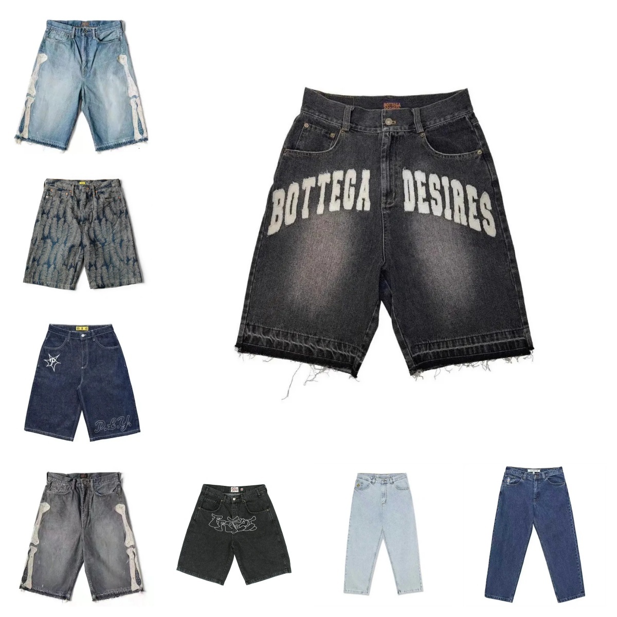 Designer Shorts Kapital Japanese Style Feather Denim And Womens Mens Shorts Retro HipHop Cartoon Graphic Strtwear Denim Y2k Big Boy Embroidery Baggy