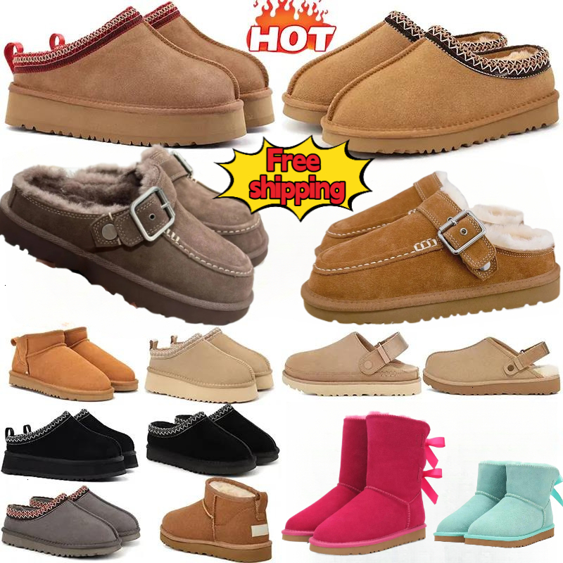 2026 designer boots womens platform booties winter boot Tasman Slippers Tazz mustard eed Chestnut Sand Fur Slides Sheepskin snow warm Bowtie Slipper