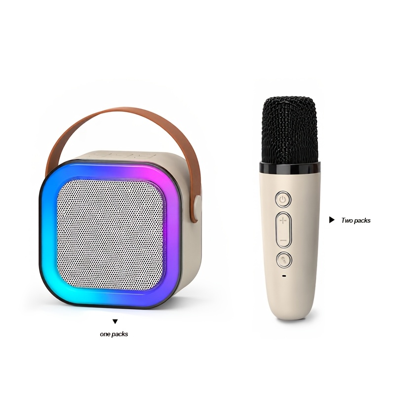 Système de haut-parleurs karaoké sans fil Portable avec Microphones lumières rvb, son stéréo pour fête à la maison, rassemblement KTV en plein ai