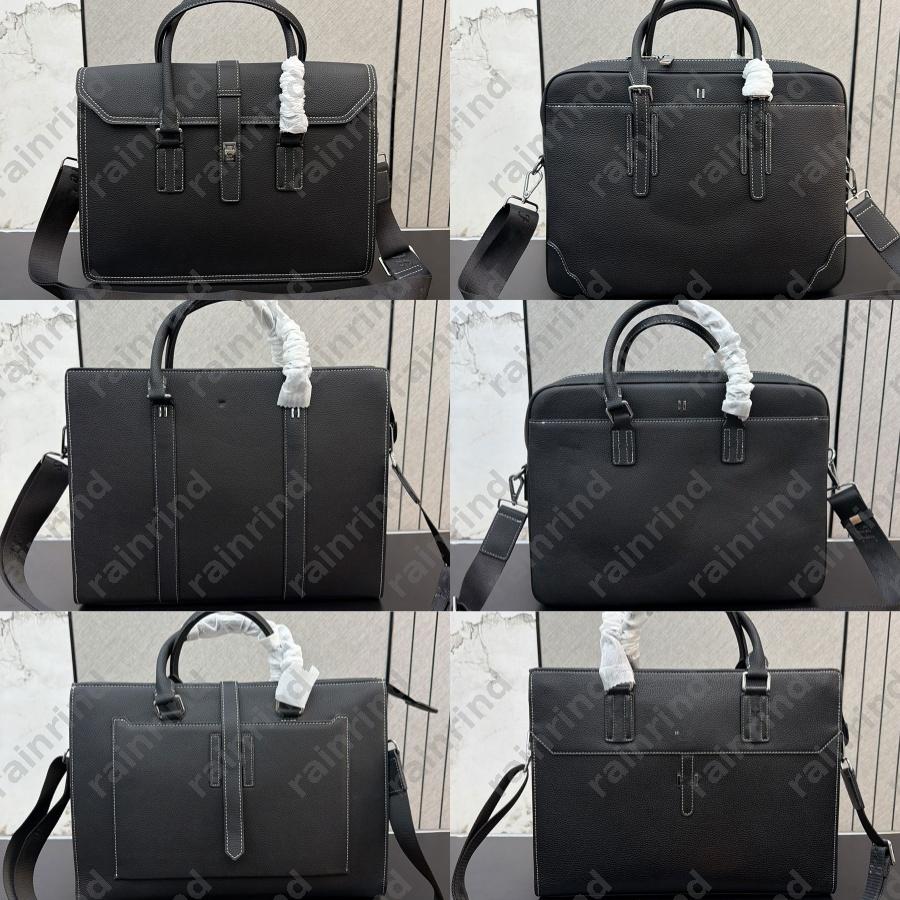 Luxury Men Briefcase Genuine Leather Laptop Large Capacity Top Handle Handbag Detachable Shoulder Strap Business Office Work Messenger Bag For Noteb