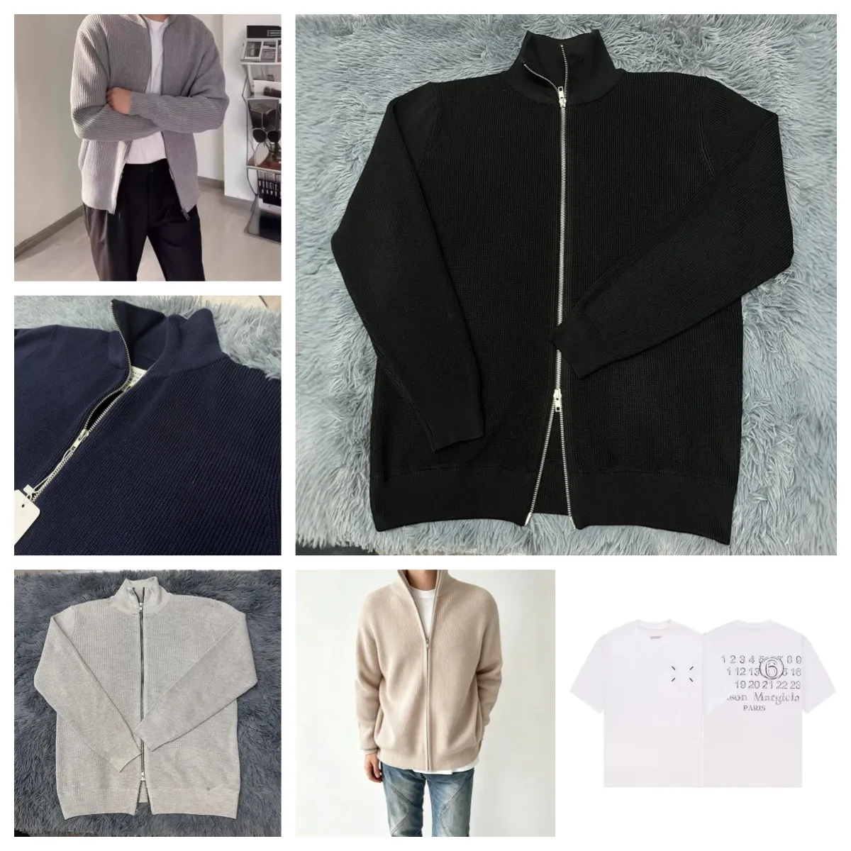 MM Men Stand Collar Full Zip Knit Cardigan Jacket Casual Long Sleeve Ribbed Sweater Coat Daily Streetwear Margielalies Soft Warm Outerwear