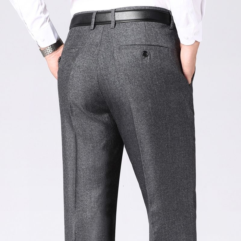Men's Simple High Quality Casual Formal Straight Pants Plus Size Autumn Winter Thickend Pants Male Gray Black Suit Trousers 260920