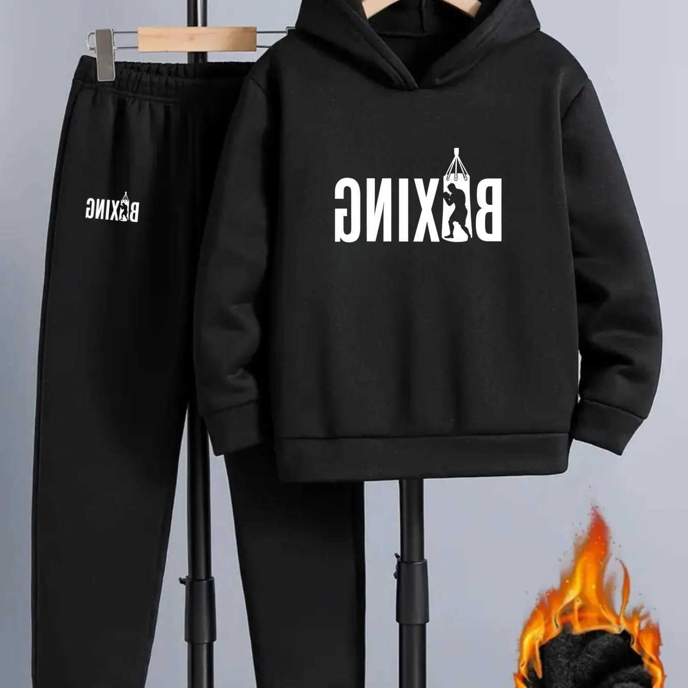 2026 Sweatshirts Men's boxing Hoodies letter printed sportswear set men's hooded sweatshirt long pants set spring and autumn winter warm s
