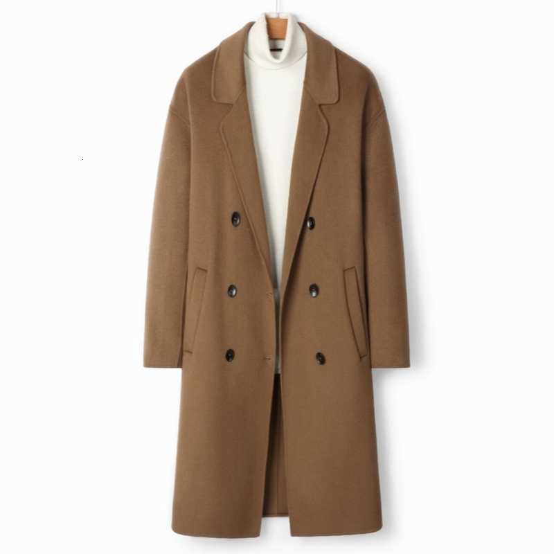Woolen Men's Wool Blends Men's Coat Double-breasted Basic Loose Casual Retro New Long Double-sided Men Overcoat Autumn Winter D260921